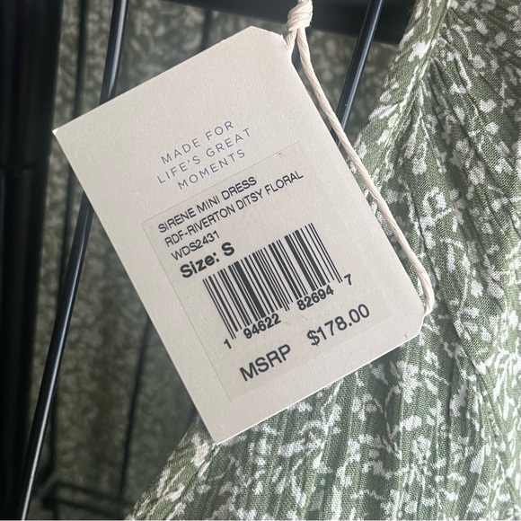 Faherty Sirene Mini Dress Rivertin Ditsy Floral Green NWT size S - Picture 4 of 7